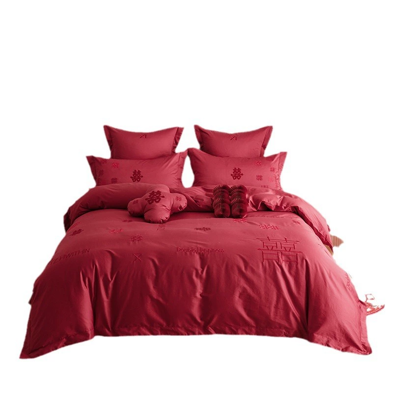 Cotton elite red set, bedspread, 60 pieces, 4 piece set