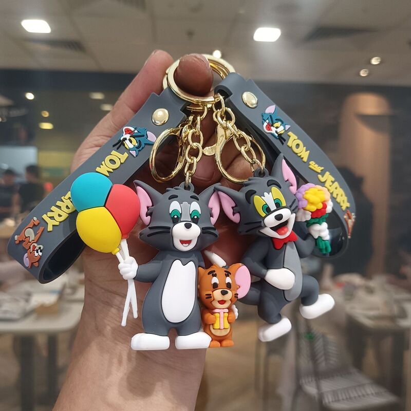 Cartoon Cat and Mouse Keychain Pendant Tom Cat and Jerry Mouse Doll Trendy Bag Keychain Small Gift Wholesale