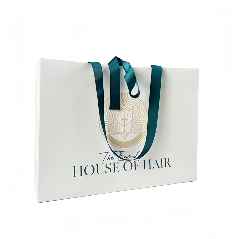 Customized 2025 Exquisite White Art Paper Bag Size with Colorfulful Ribbon Handles for Clothing and Protection