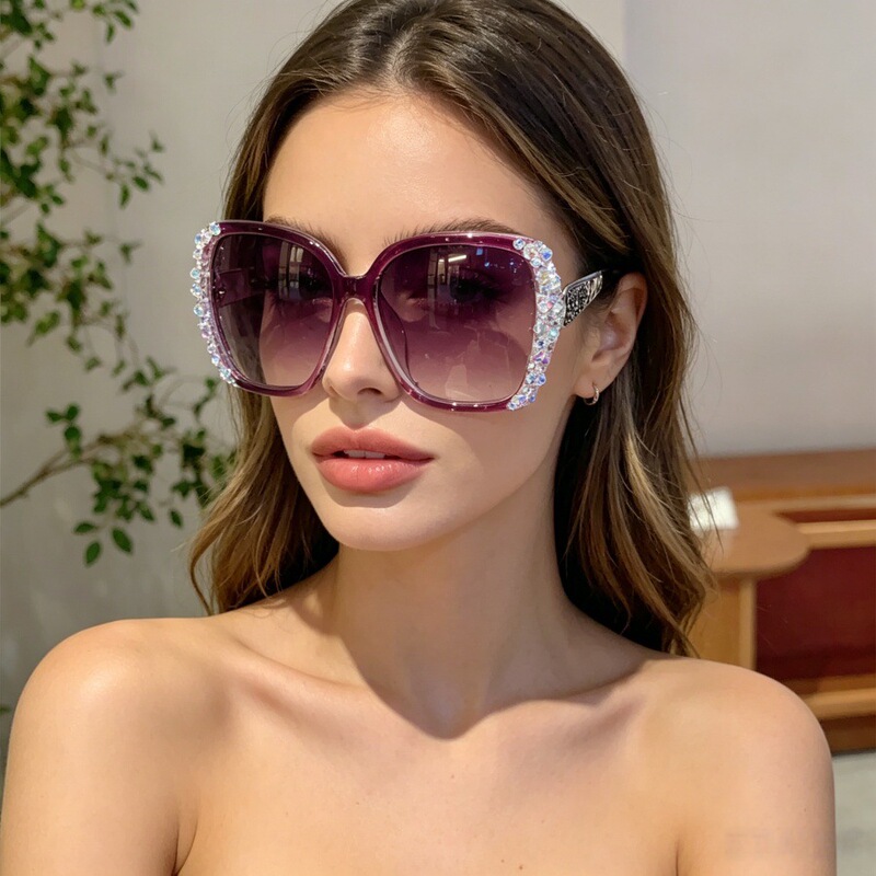 2026 New Fashion Rhinestone Sunglasses for Women, Sun Protection, Trendy, Face-Slimming, Diamond-Studded Sunglasses 2026 New Fashion Rhinestone Sunglasses for Women, Sun Protection, Trendy, Face-Slimming, Diamond-Studded Sunglasses