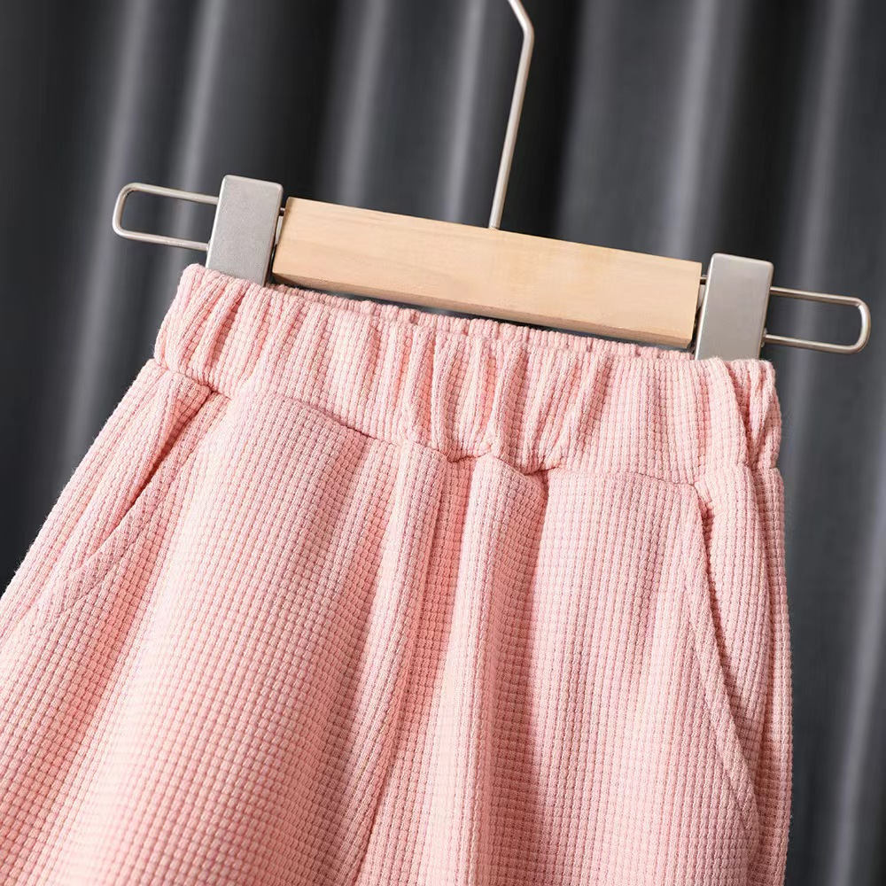 Cartoon, Solid Color Pattern Autumn Season Basic Cartoon Solid Color Cotton Girls Clothing Sets