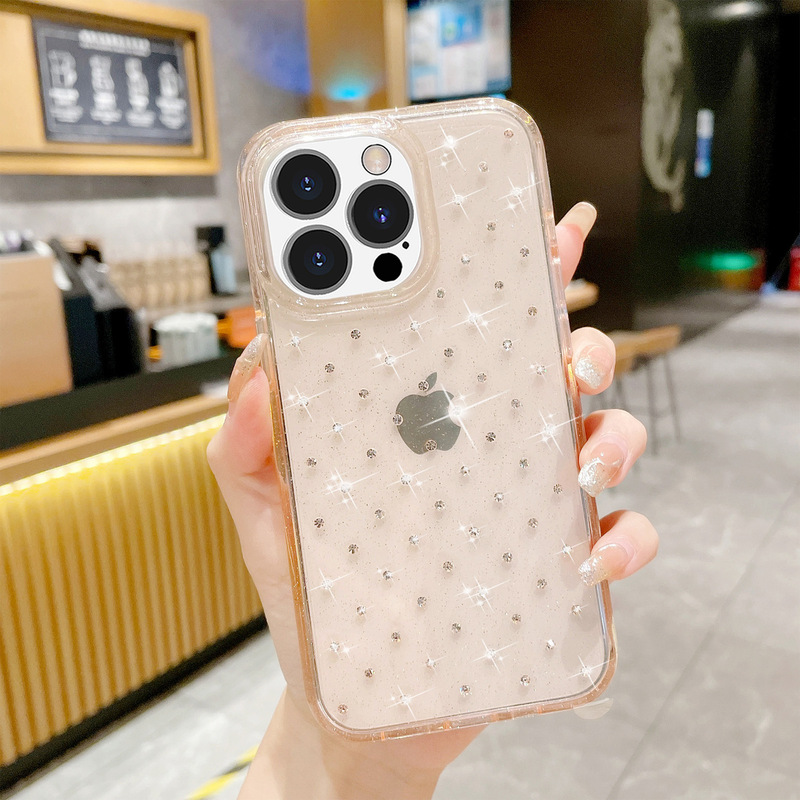 Swarovski Apple 14 Terminator Diamond Mobile Phone Case Suitable for Transparent Glitter Crystal Star Diamond Shatter-resistant Case