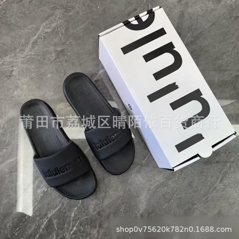Lulu Slippers Classic Letter Flats Slippers for Couples, Light, Soft and Soft-Soled, Versatile for Daily Wear, Beach Women's Shoes