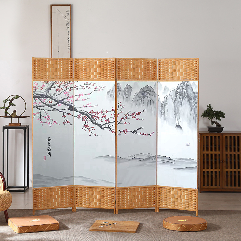 中国風のシンプルなスクリーンパーティション壁屏風リビングルーム寝室ブロッキングシンプルモダンな折りたたみモバイル布バリアホーム