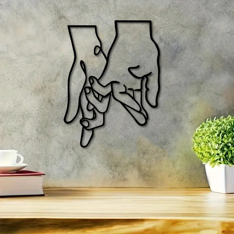 情人节手牵手金属雕塑墙壁悬挂装饰手墙壁艺术金属线艺术金属爱艺