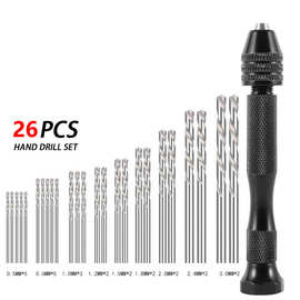 厂家供应迷你手动打孔钻头套装 49件套水晶滴胶模具钻孔黑色手捻
