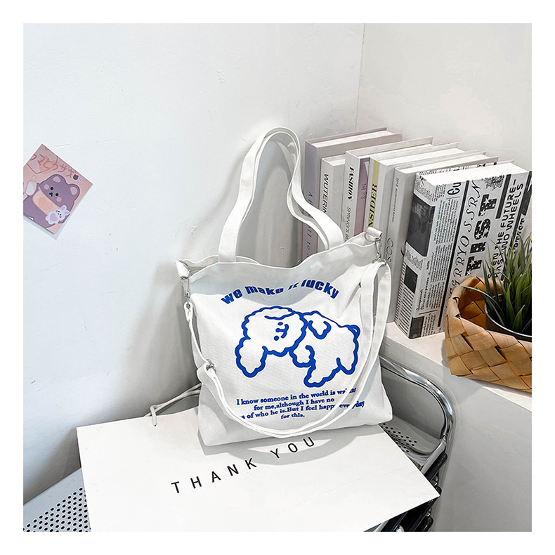 New fashionable and cute canvas bag, simple and large-capacity tote bag, casual and versatile single-shoulder crossbody bag, Douyin consignment undefined
