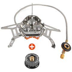 Split stainless steel three-burner stove + conversion head second generation outdoor picnic stove package portable foldable stove