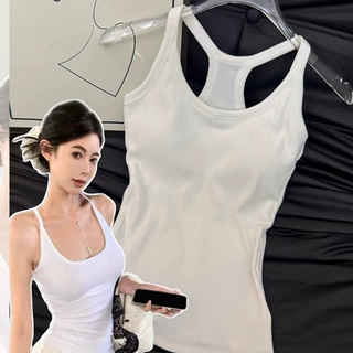 泰国纯色吊带内搭带胸垫背心女夏美背露背外穿修身百搭遮副乳打底