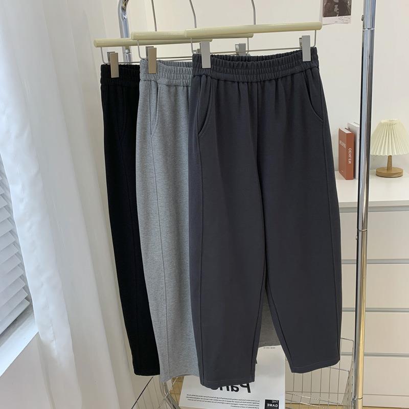 Side Stitching Small Straight Harem Pants Women's 2022 Autumn All-match Loose Slimming Loose Loose Tight Waist Cropped Carrot Casual Pants