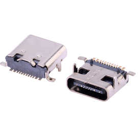 TYPE-C母座16P 前插后贴 H7.35mm 卧式贴板大电流type-c 16P母座