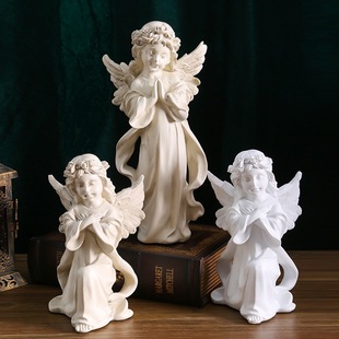 European Style Vintage Angel Ornaments American Style Resin Plaster Statue Sculpture Little Angel Girl Desktop Decorations Props