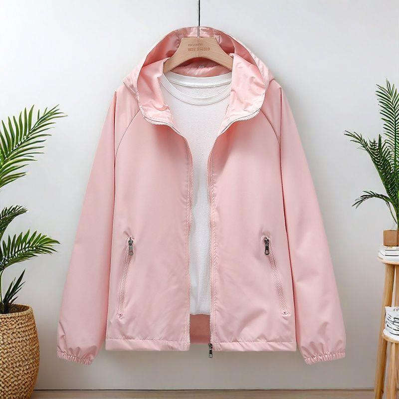 Women's Jacket Spring 2025 New Style Versatile Short Hooded Loose Thin Large Size Casual Jacket