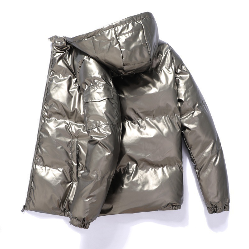 Nueva chaqueta de algodón con capuchón brillante para hombres de invierno y otoño chaqueta de algodón corta de moda coreana con capuchón para hombres