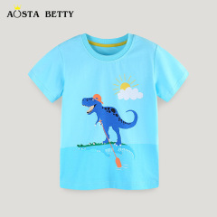 24夏季新品男童T恤歐美風卡通印花兒童運動衫中小童棉質圓領上衣