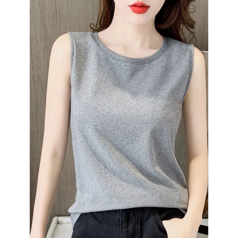 Cotton Spring and Summer Round Neck Camisole for Women, Plus Size, Straight-Cut, Suitable for Outerwear or Layering, Solid Color Sleeveless T-Shirt Top Cotton Spring and Summer Round Neck Camisole for Women, Plus Size, Straight-Cut, Suitable for Outerwear or Layering, Solid Color Sleeveless T-Shirt Top