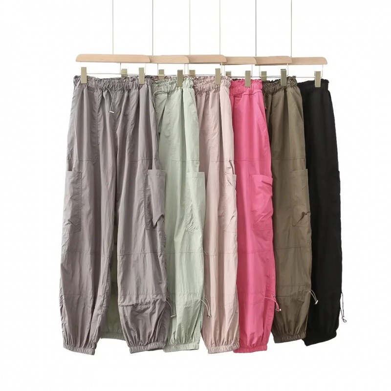 European and American style niche designer star casual hot girl overalls pants 2023 Summer new elastic waist drawstring pants