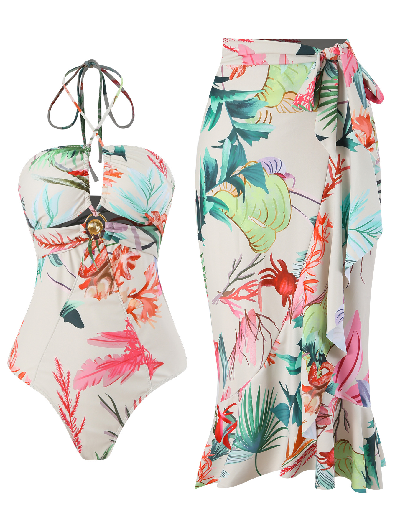 Women's Elegant Lady Ditsy Floral 2 Pieces Set One Piece Swimwear display picture 1