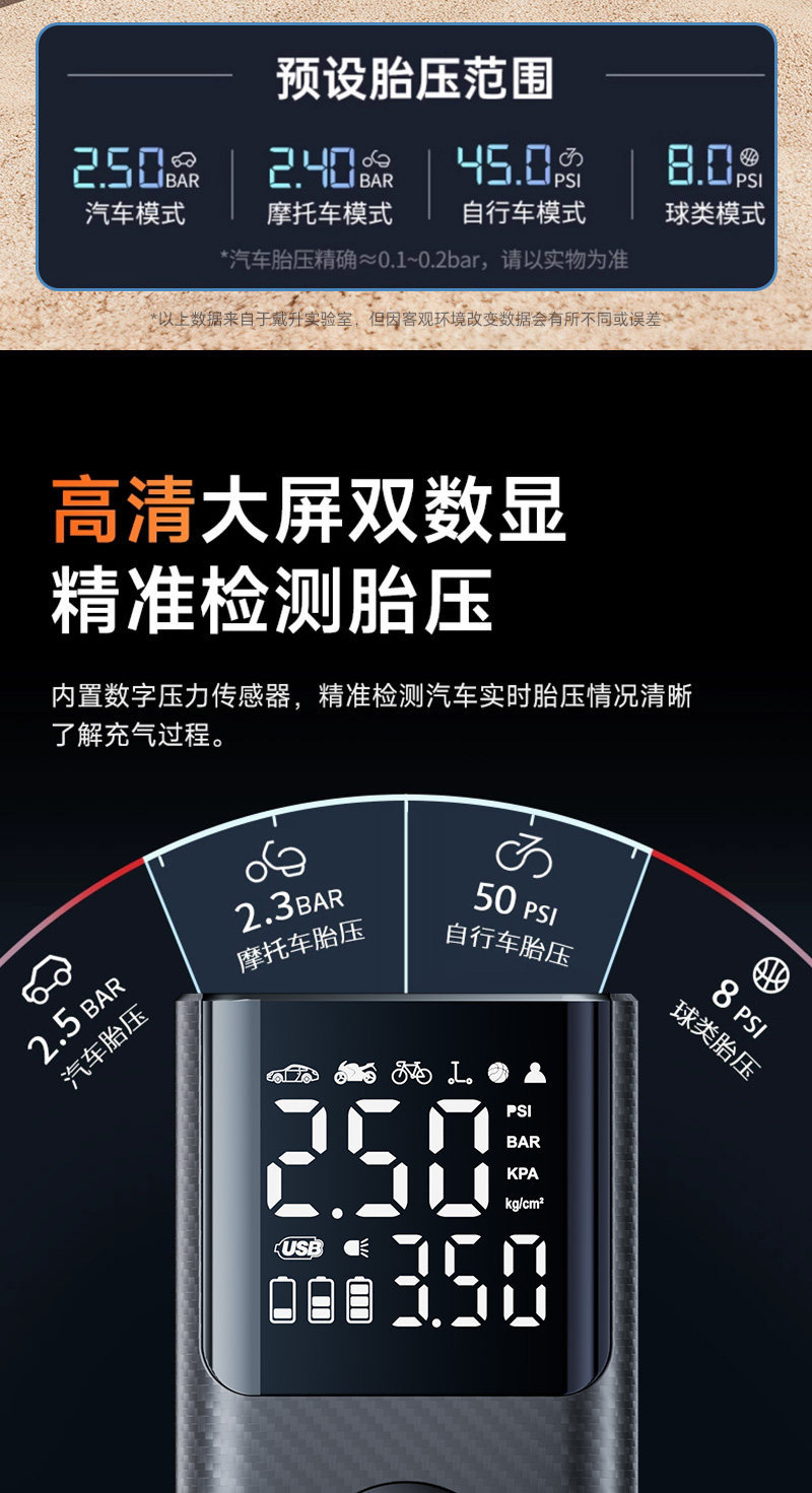 Car Emergency Starting Power Supply 12V Car Battery Jump Starter Wireless Air Pump Portable Tire Inflator