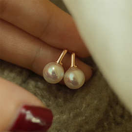 DIY珍珠配件 S925银简约精致清新耳钉耳饰韩版爆款半成品空托批发