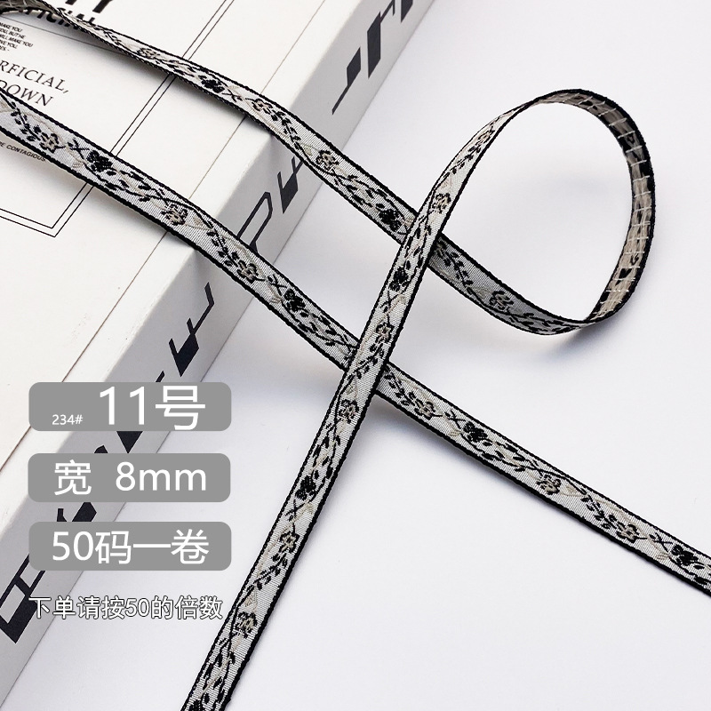 Chuanzhou ropa accesorios de encaje de poliéster jacquard banda 8MM flores decoración universal borde de zapatos accesorios gorra