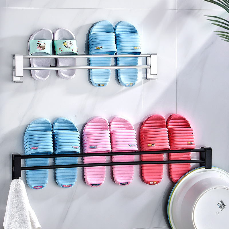 Punch holes Shower Room Slippers rack Wall mounted Space aluminum gate TOILET shoes Storage Shelf Washbasin