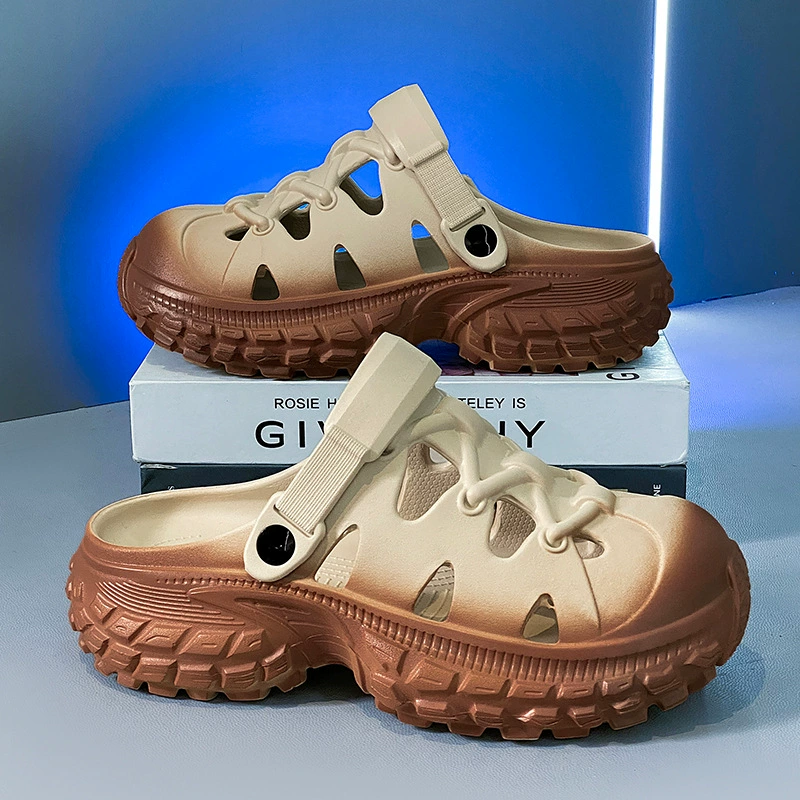 Мужские новые летние сандалии Croc на подошве из ЭВА, противоскользящие сандалии, модные пляжные спортивные тапочки на толстой подошве с закрытым носком