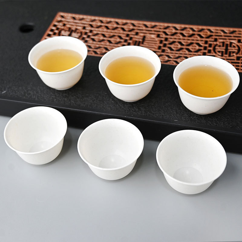使い捨てティーカップ カンフー茶 小さなカップ カンフー茶カップ 米の香り 米殻カップ ティーカップ 厚みのある硬い使い捨てカップ|undefined