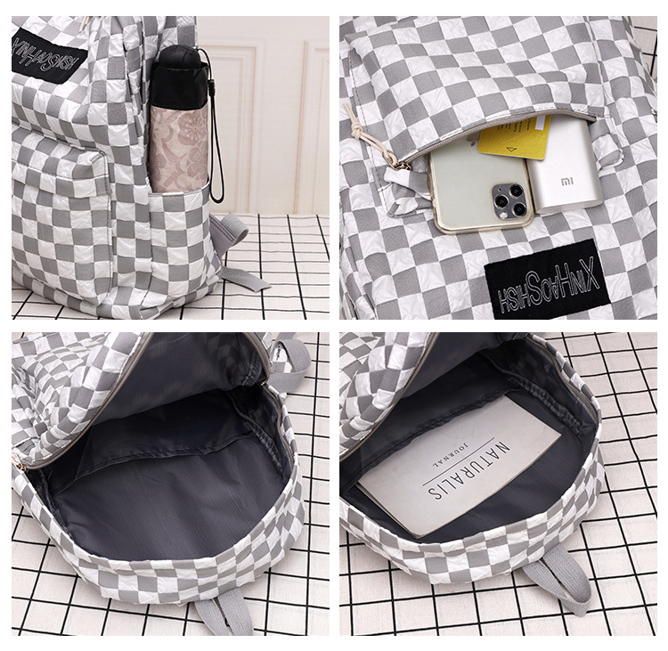 Korean ins artistic trend checkerboard checkered backpack, Japanese Harajuku style fresh and clean high school and junior high school student bag undefined