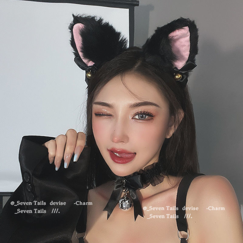 Cat Ears Bell Headband Bow Ono Cat Women's Headwear Christmas Cute Pure Wind Hair Accessories Collar suit