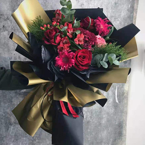 Two-color flower wrapping paper, bouquet wrapping material, golden waterproof Ouya paper, thick Han Fei paper, gilded colored paper