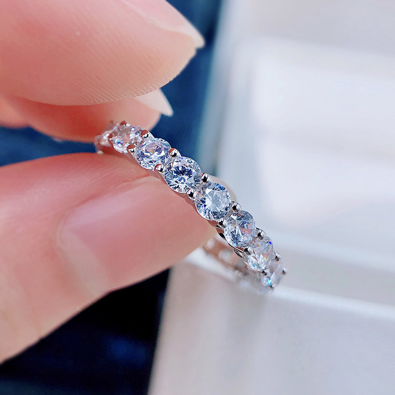 6g Weight Zircon Inlay Material Rings Classification 5, 9 Ring Size 925 Sterling Silver Zircon Round Rings