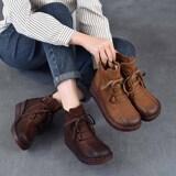 以一 Демисезонные короткие сапоги на платформе, флисовые туфли для матери, удерживающие тепло ботинки, мягкая подошва