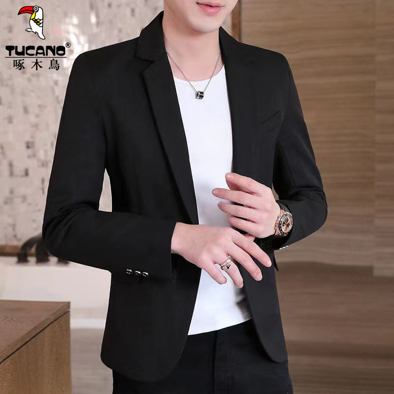 Woodpecker 2024 Spring and Autumn New Men's Casual Suit Young Business Suit Korean Slim-fit Dress Jacket