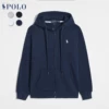 Zippered navy blue white label