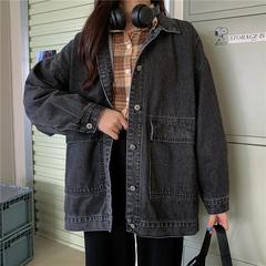 デニムジャケット女性の春と秋の韓国スタイルルーズ BF 多用途痩身ストリートレトロ香港スタイルシックな長袖ジャケットトップ