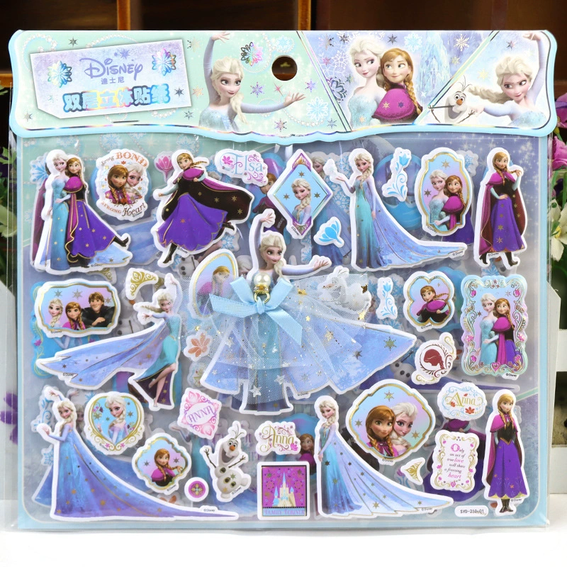Frozen Princess София детская мультяшная трехмерная повязка Двухслойное кружевное платье для девочек из пенопласта большие наклейки