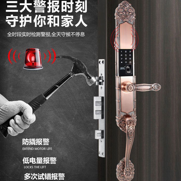 别墅门铜门指纹锁家用防盗门大门电子锁入户智能门锁密码锁远批发