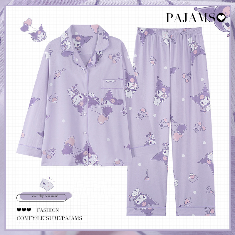 Luhu Yugui perro pijamas de primavera y otoño verano algodón manga larga más tamaño vestir prendas exteriores cardigan traje homewear