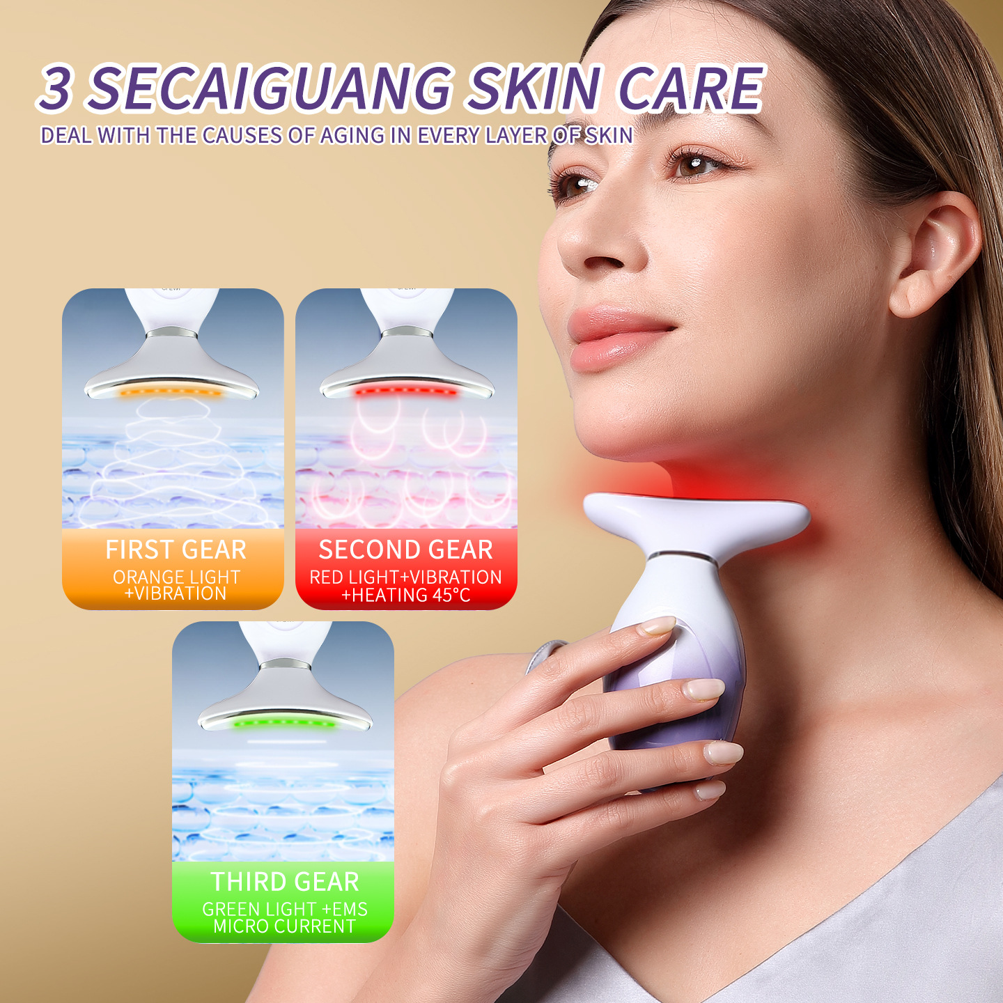Explosión transfronteriza instrumento de belleza de cuello multifuncional masaje facial de cuello instrumento de belleza de elevación apretado ems instrumento de estriado de cuello doméstico