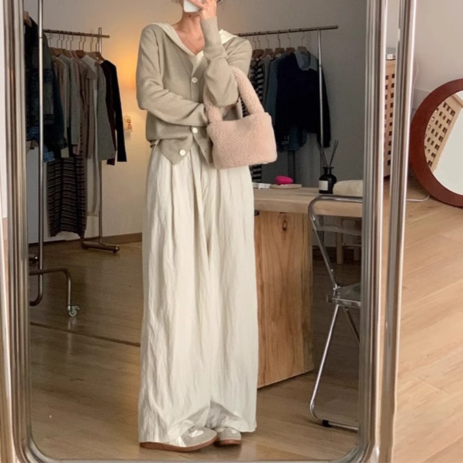 韩系甜美拼接假两件针织开衫女秋冬小众简约百搭显瘦连帽毛衣外套|undefined