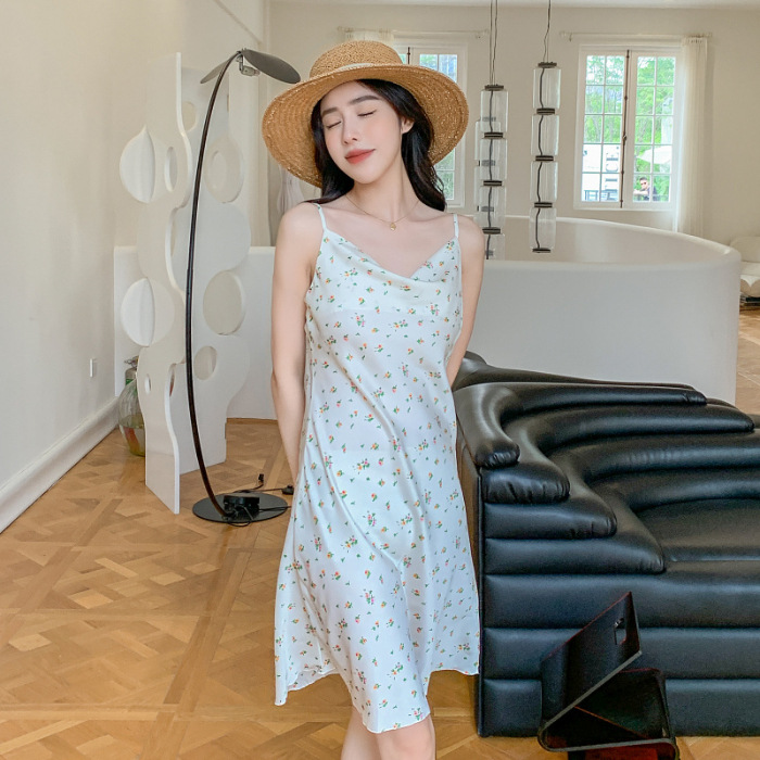 2024 pijamas verano romántico flor swing collar Sling delgada pura flor Correa camisón chica desgaste del hogar