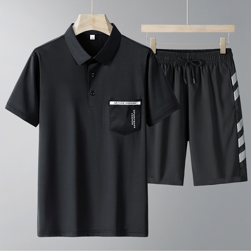 Papa, traje de verano, camiseta de mangas cortas, 2025 nuevo traje deportivo de mediana edad, pantalones cortos casuales para hombres, ropa de verano
