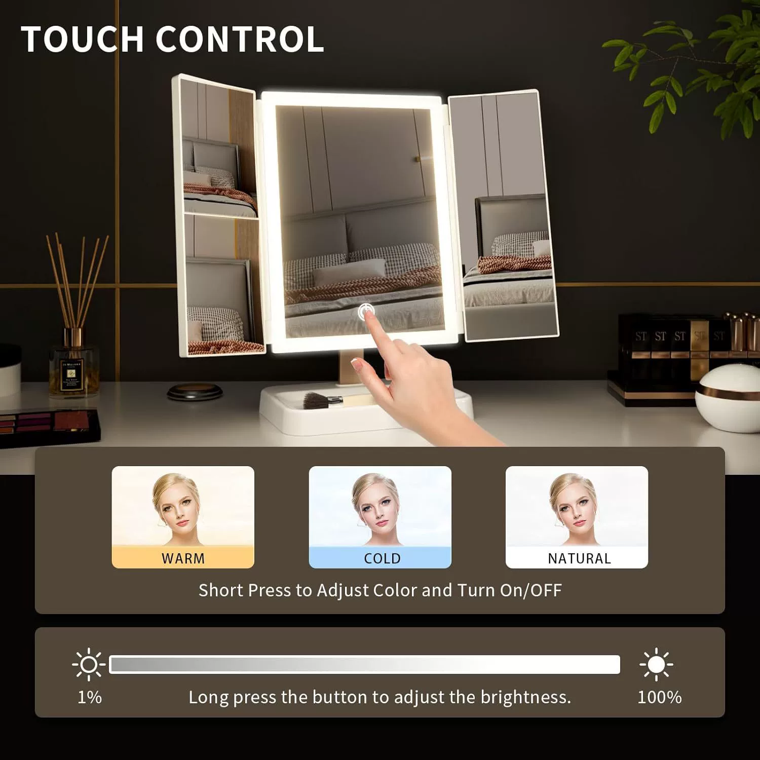 Популярное светодиодное складное зеркало Amazon для студенческого общежития, настольное офисное зеркало высокой четкости с регулировкой 70% off стеклянных зеркал для макияжа