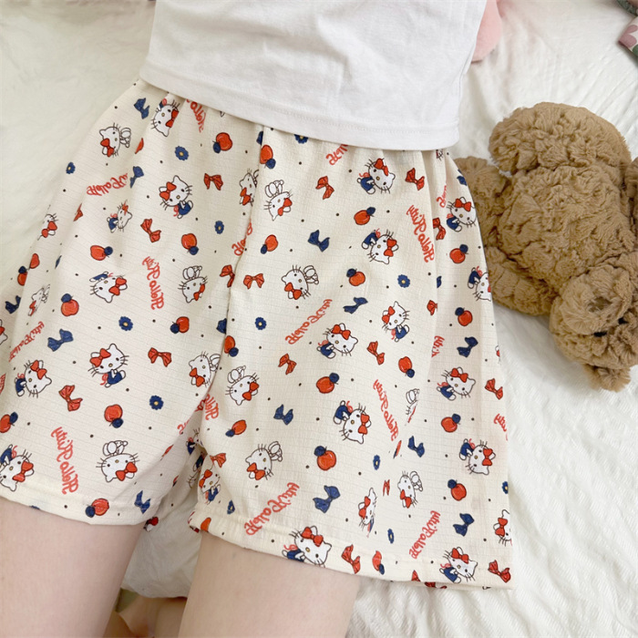 Espuma de verano suelta pantalones cortos de pijama para mujeres pantalones de pijama caseros de dibujos animados se pueden usar fuera