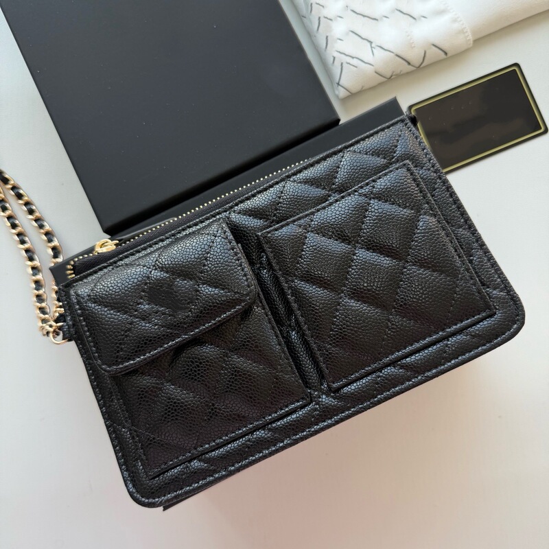 Cross-Border Foreign Orders Exclusively for Fragrant Grandma Small Hanging Bag Zipper Bag Quilted 23K Clutch Bag Woc Fortune Bag