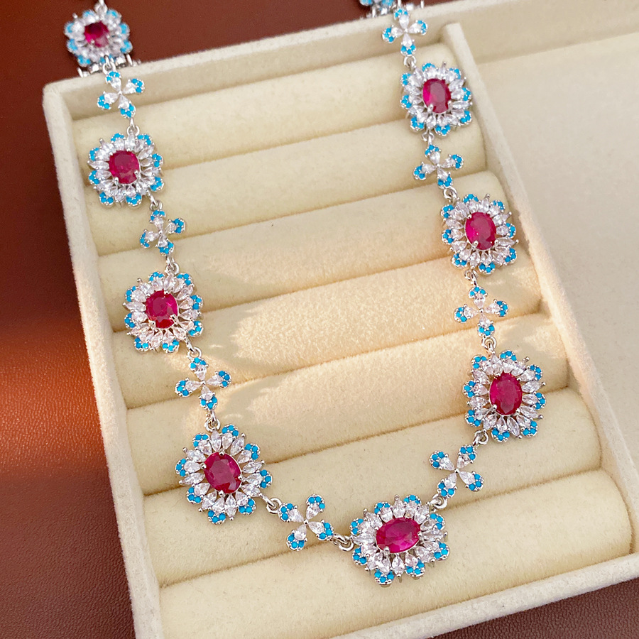 Medieval vintage zircon collar de flores lavanda lujo ligero nicho clavícula retro conjunto de joyas exquisitas