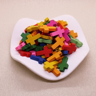 DIY jewelry accessories pendant pendant handmade beaded material color wooden cross wholesale 22*15mm cross