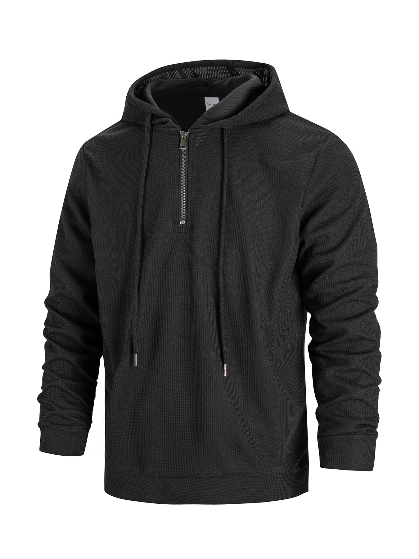 Men's Waffle-knit Half-zip Hoodie Breathable Pullover Sporty_voghion.com