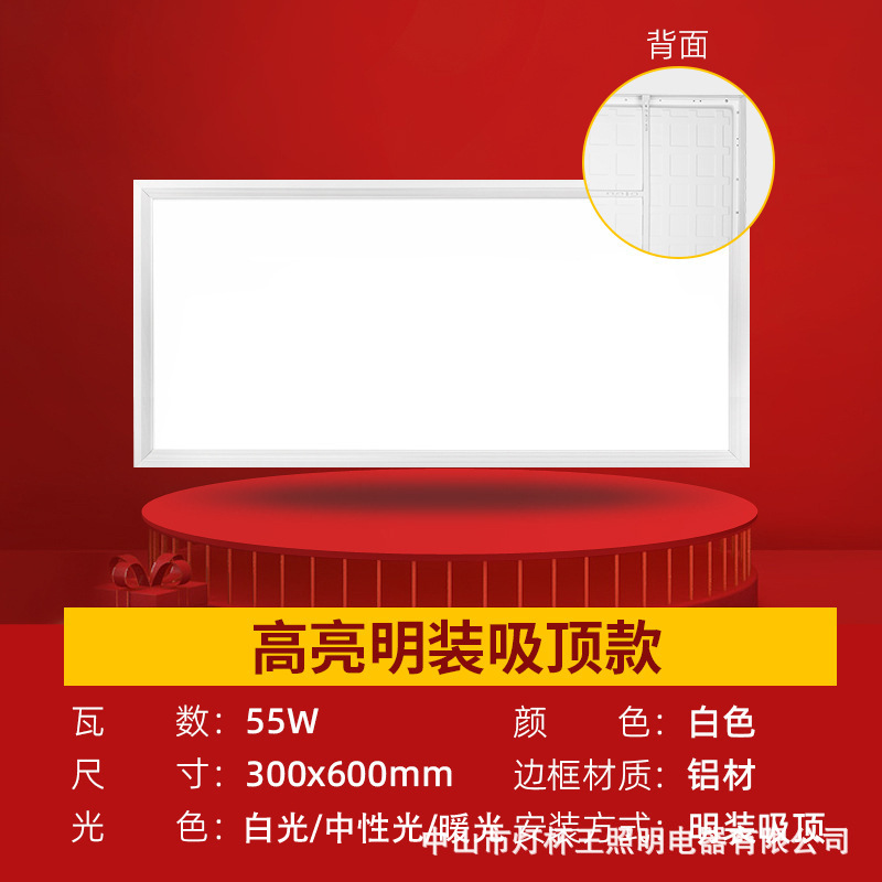 Procesamiento personalizado no estándar 600 * 600 lámpara de techo de panel de yeso 30x120 lámpara de panel de cables